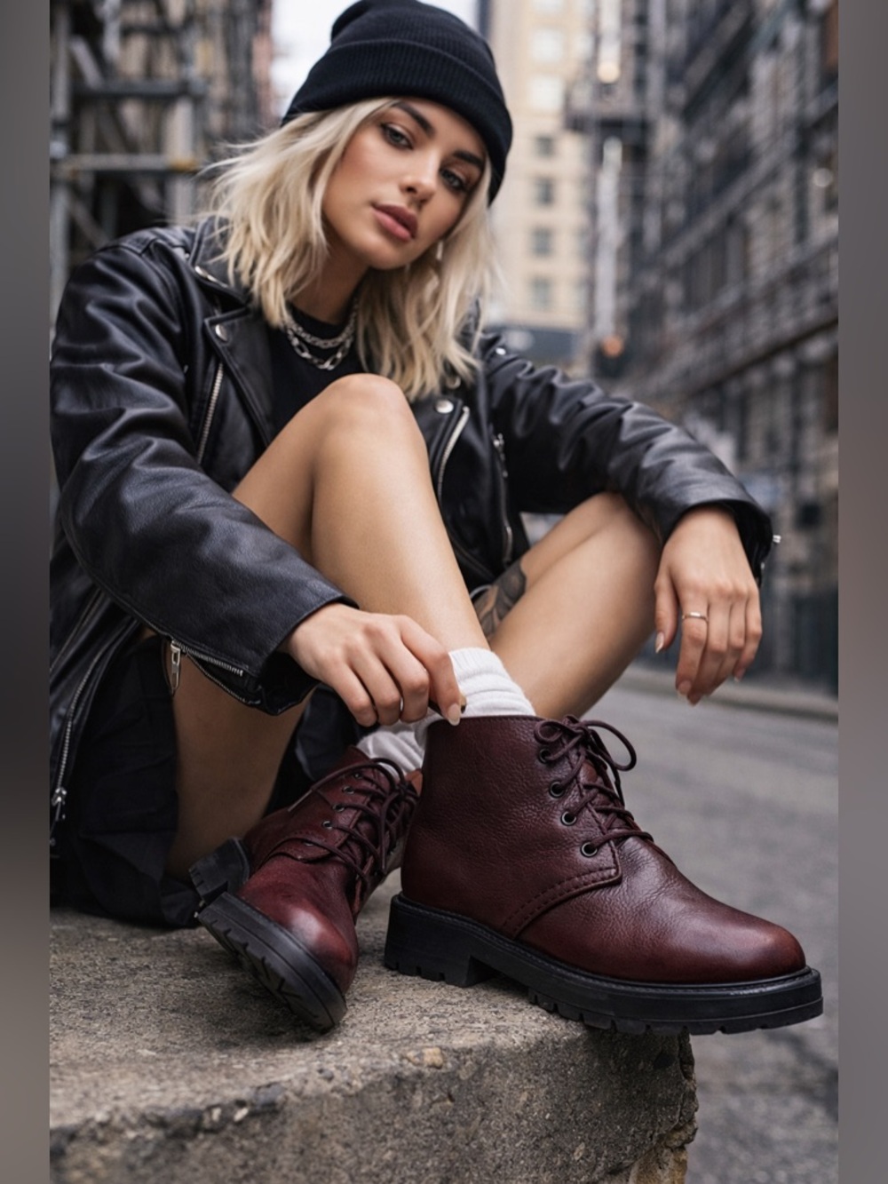 Santana Canada Burgundy Leather Ankle Boots | Size 6 | Lug Sole | Made in Canada